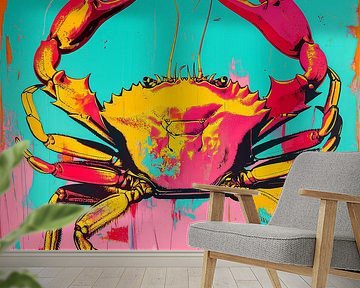 Pop art crab with mixed media by Roger VDB