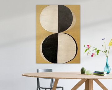 Modern abstract minimalisme in geel, zwart en beige van Studio Allee