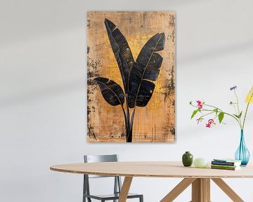 Botanisch Silhouet op beige met goud van Marianne Ottemann - OTTI