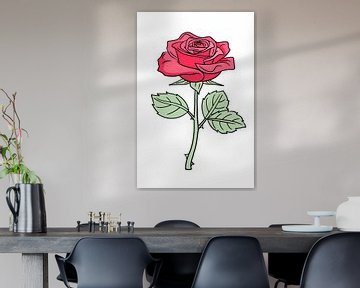 Kleurrijke popart roos illustratie van De Muurdecoratie