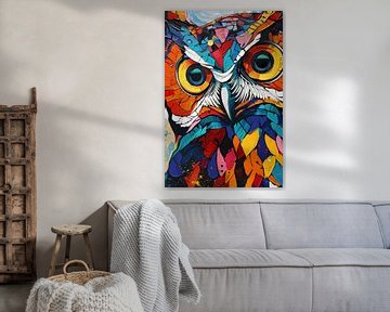 Kleurrijke abstracte uil in Popart-stijl van Art & Soul Creations