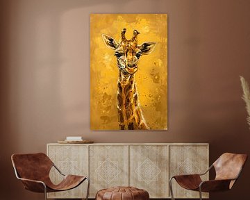 Minimalistisch Giraffe Schilderij voor Modern Interieur van De Muurdecoratie
