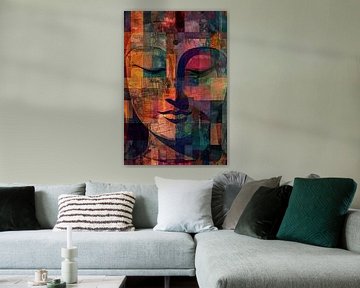 Abstracte kleurrijke Boeddha mozaïek kunstwerk van Art & Soul Creations