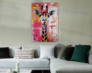 Kleurrijke giraffe met graffiti accenten van Art & Soul Creations