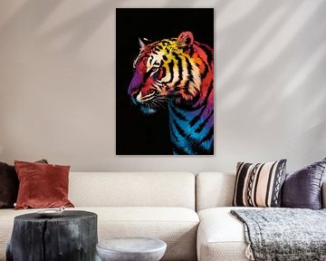 Kleurrijke surrealistische tijger met abstracte details van Art & Soul Creations