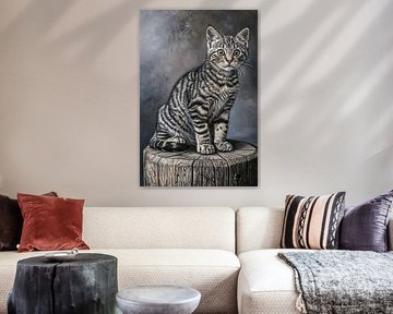 Gedetailleerd realistisch schilderij van een kat