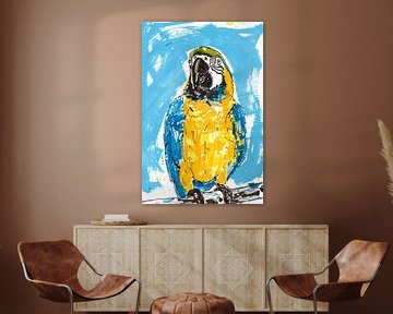 Abstract schilderij van kleurrijke papegaai van Art & Soul Creations