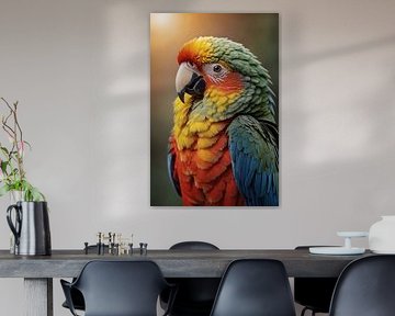 Colourful parrot at sunset by Art & Soul Creations