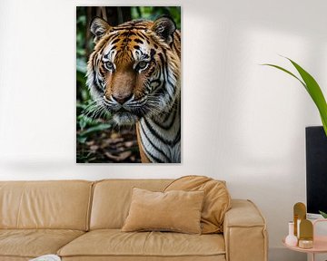 Impressive tiger in lush jungle by Art & Soul Creations