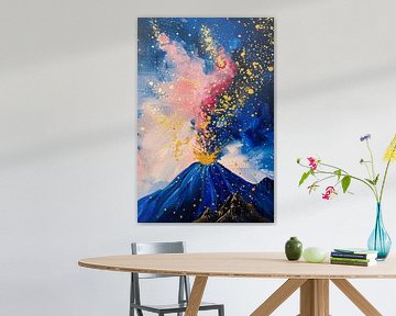 Abstract schilderij van vulkaanuitbarsting