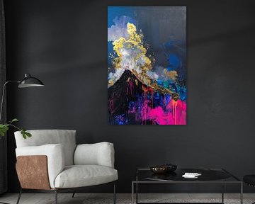 Abstract schilderij van vulkaanuitbarsting