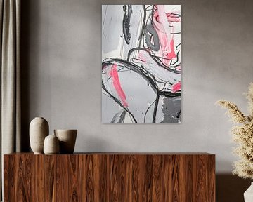 Peinture abstraite avec des lignes et des couleurs dynamiques