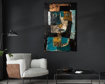 Abstract expressief portret in dynamische kleuren