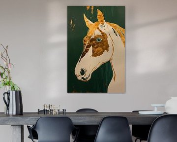 Minimalistisch abstract schilderij van een paard