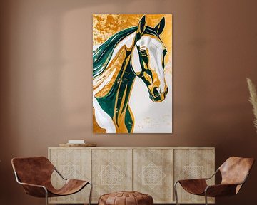 Abstract schilderij van een paard in kleuren