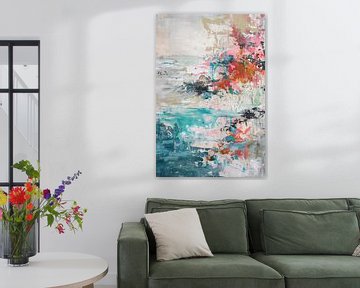 Abstract painting of beach in bright colours by Art & Soul Creations