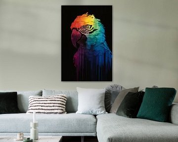 Regenbogenfarbener Papagei in abstrakter Kunst von Art & Soul Creations
