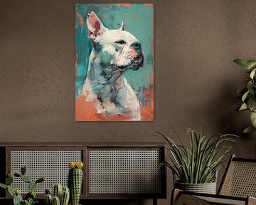 Colourful abstract portrait of a dog by Art & Soul Creations