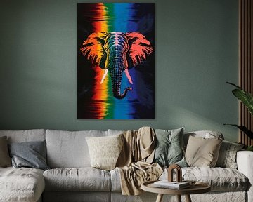 Kleurrijk olifant kunstwerk met regenboogkleuren van Art & Soul Creations
