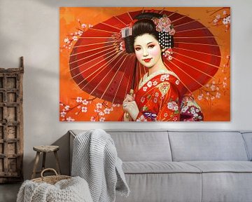schilderachtige japanse Geisha van Egon Zitter