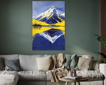 Paysage de montagne surréaliste avec reflet dans l'eau sur Art & Soul Creations