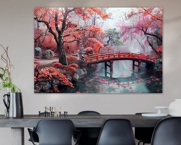 schilderachtig Japans landschap met brug van Egon Zitter