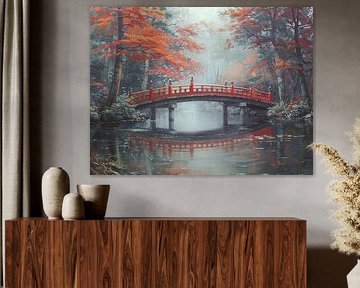 schilderachtig Japans landschap met brug