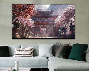 schilderachtig Japans landschap met traditionele tempel