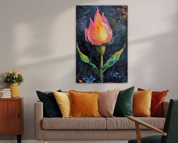 Abstract schilderij van kleurrijke roos van Art & Soul Creations