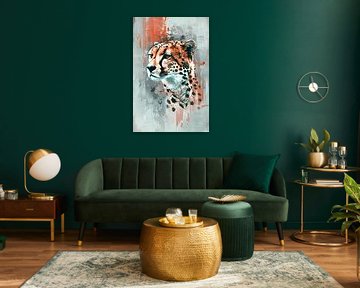 Digitale kunst van cheeta op abstracte achtergrond