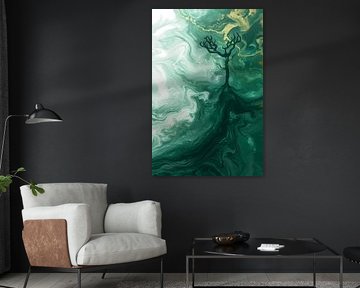 Abstracte boom in groen landschap