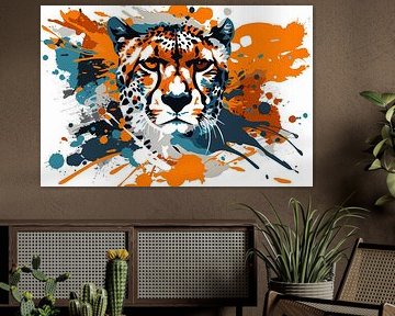 Dynamische abstracte cheeta schilderij print