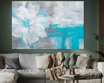 Abstracte blauwe bloem op witte achtergrond
