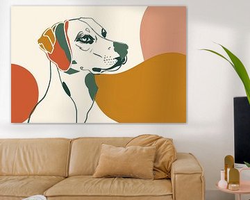 Abstracte lijntekening van een hond in kleur van Art & Soul Creations