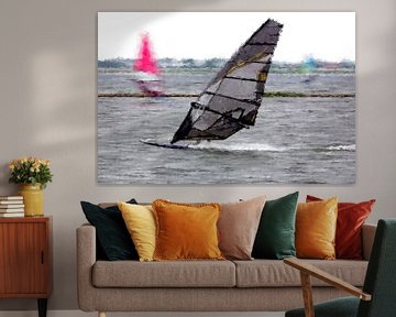Windsurfen (kunst, abstract) van Art by Jeronimo