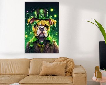 Steampunk Buldog Digital Art Aquarel Stijl