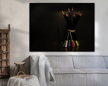 Still life with coloured pencils