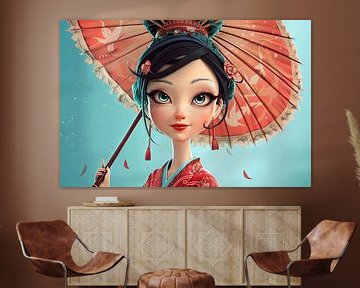 pictorial Japanese image Geisha portrait cartoon by Egon Zitter