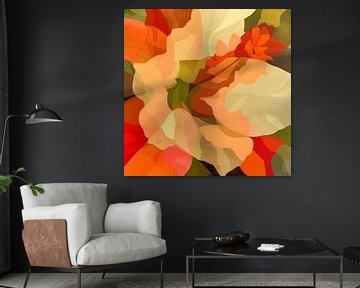 Stralende bloem in dromerige abstracte stijl van Color Square