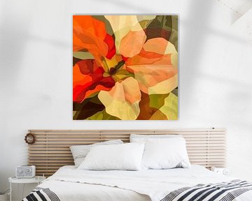 Abstracte bloemcompositie in levendige warme tinten van Color Square