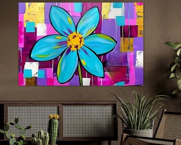 Kleurrijke bloem op abstracte achtergrond van De Muurdecoratie