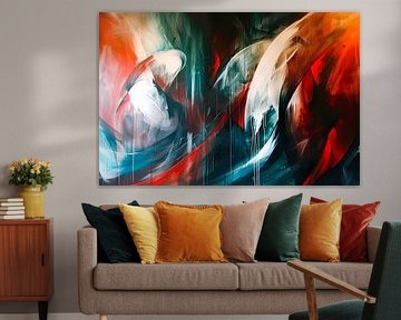 Dynamic abstract painting with vibrant colours