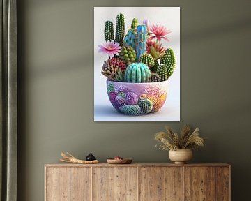 colorful cactus in a pot