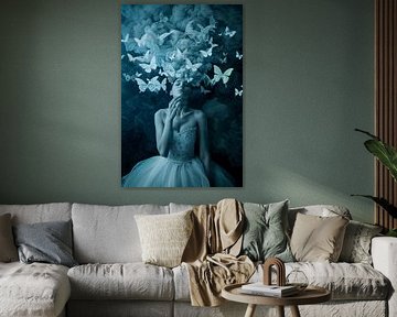 vrouw met vlinders van Egon Zitter