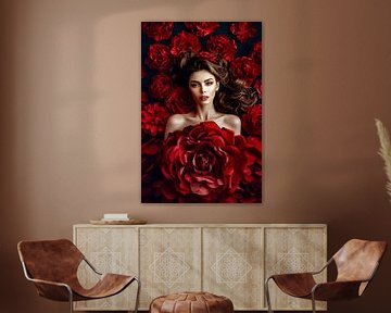 vrouw met rozen van Egon Zitter