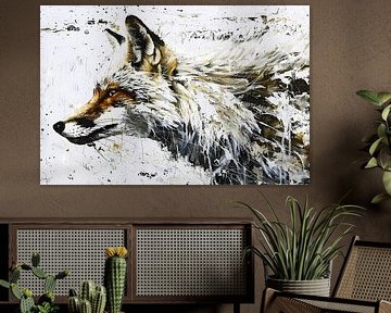 Expressive abstract painting of a fox