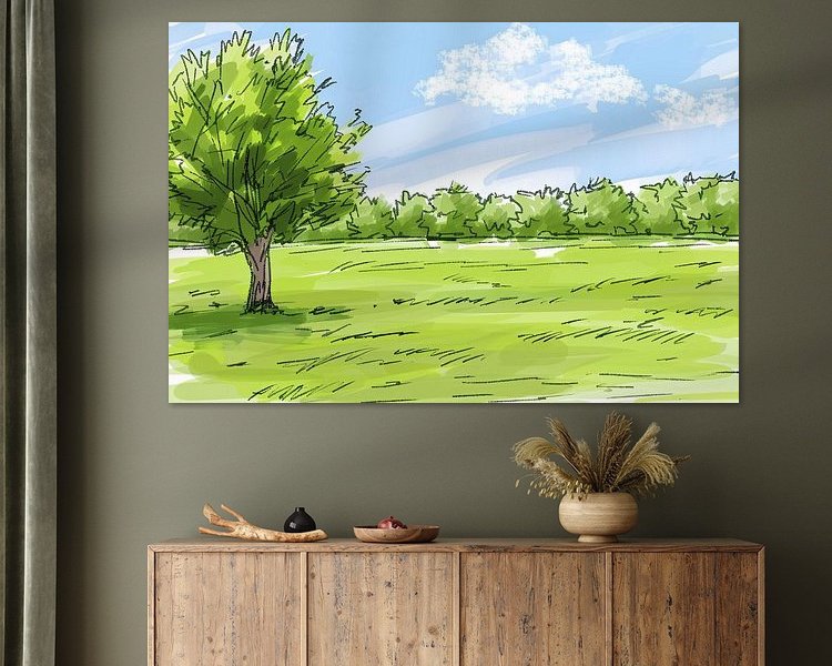 Voorbeeld van het werk in een kamer