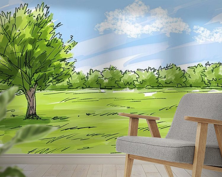 Voorbeeld van het werk in een kamer