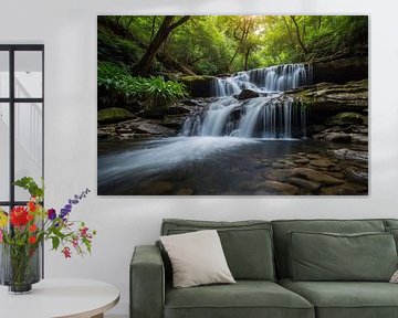 Serene waterval in weelderig groen bos