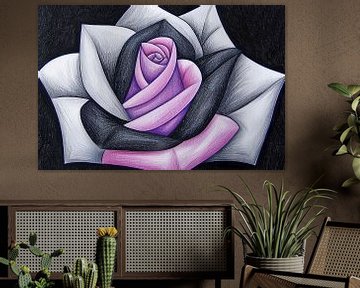 Abstracte roos met contrasterende kleuren van Art & Soul Creations